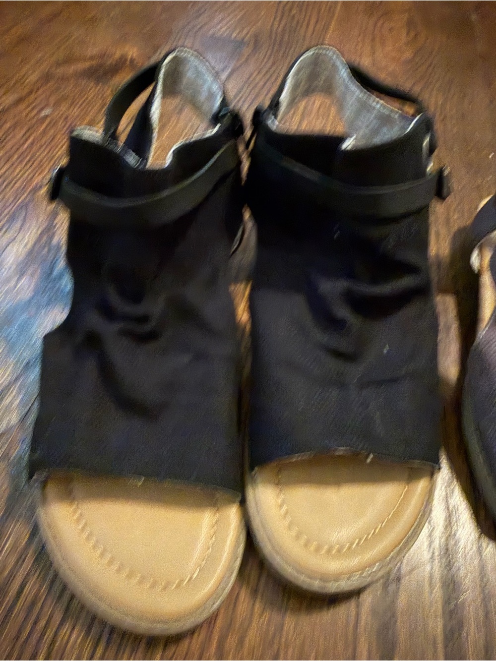 2 PAIRS - women’s size 8.5 BLOWFISH.  Open-Toe Slingback Sandals - Black & Brown - Picture 3 of 8